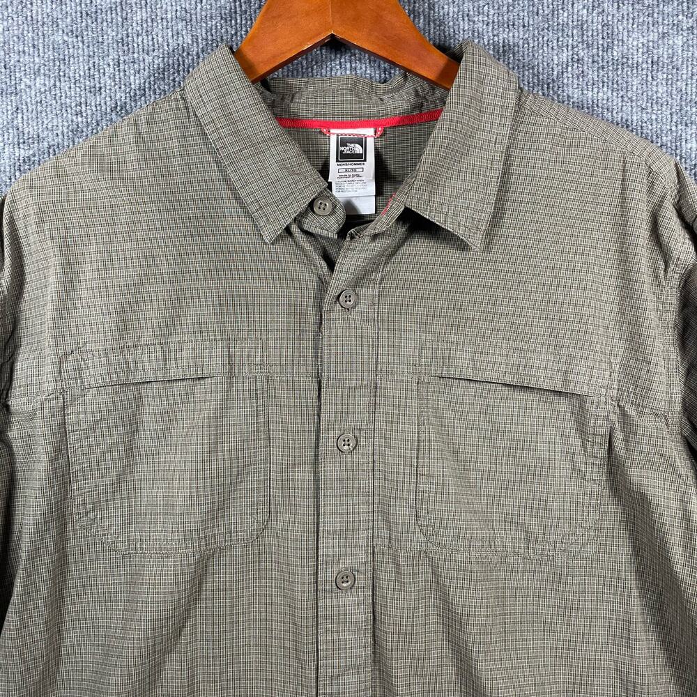 The North Face Button Up Shirt Men's XL Beige Check Long Sleeve Hiking Outdoors - Picture 2 of 10